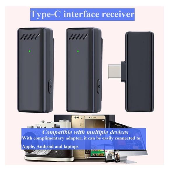 Wireless Lavalier Microphone,Lavalier Microphone for iPhone Android,2 Pack - Picture 5 of 6